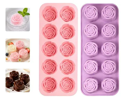 Produktbild von Silikonform Blumen 3D Rosen Gießform 20 Mulden -40°C bis 230°C 2 Stück