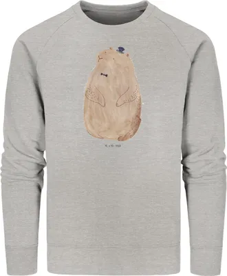 Produktbild von Mr. & Mrs. Panda Nachhaltiger Pullover Murmeltier Größe S - Heather Grey - Geschenk, Respekt, Lustige Sprüche, Sweater, Anstand, Sweatshirt, Baumwoll, Pulli, Knigge