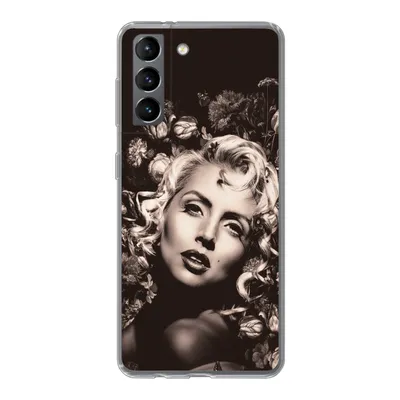 Produktbild von MuchoWow® Handyhülle Schutzhülle Hülle für Samsung Galaxy S21 Frau - Blumen - Schmetterling Silikon Softcase Handy Hülle - Softcase