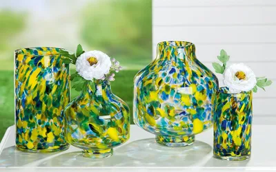 Obrázok produktu pre GILDE Váza, "Splash", sklo, zelená, , v. 14,5 cm, hl. 7,5 cm 50494