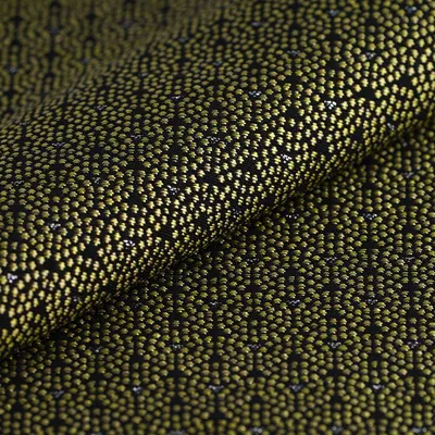 Produktbild von Jacquard Perlen Stoff goldfarben aus Polyester und Baumwolle, 140 cm breit