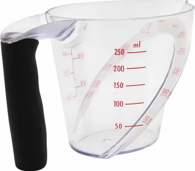 Produktbild von MESSBECHER 250ml transparent aus Kunststoff mit Griff Skala Messkanne Maßbecher 72