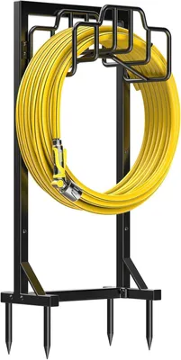 Produktbild von Gartenschlauchhalter 117 cm, Metall, mit Ablagekorb, schwarz, für den Außenbereich