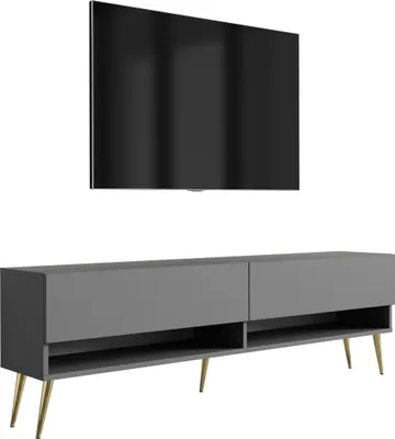 Obrázek produktu pro TV dolní skříňka 170 cm antracitová, zlaté šikmé nohy, 170 × 32 × 52 cm