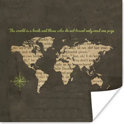 Produktbild von MuchoWow® Poster Weltkarte - Briefe - Windrose 50x50 cm - Wohnzimmerdekoration
