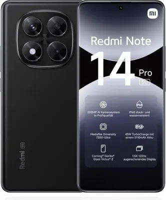 Produktbild von Xiaomi Redmi Note 14 Pro 5G 16,9 cm (6.67") Dual-SIM USB Typ-C 12/512 GB 5110 mAh Schwarz
