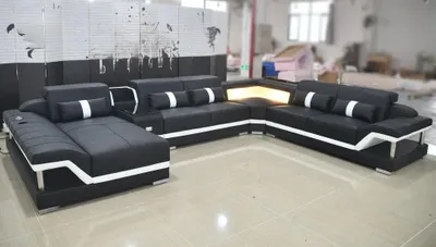Image de Canapé d'angle moderne, revêtement en tissu, ensemble d'angle, canapé en cuir, coin salon, canapé, salon