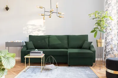 Produktbild von Ecksofa mit schlaffunktion universelle Seite , Sofa DORMA L-förmig, 231x140cm Flaschengrün