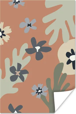 Produktbild von MuchoWow® Poster Pastell - Blumen - Blätter 40x60 cm - Plakate für die Wand - Poster Babyzimmer