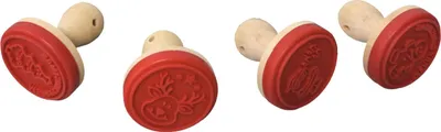 Produktbild von Weihnachts-Keksstempel 1x 5cm rund Holz Silikon Plätzchenstempel Motivstempel