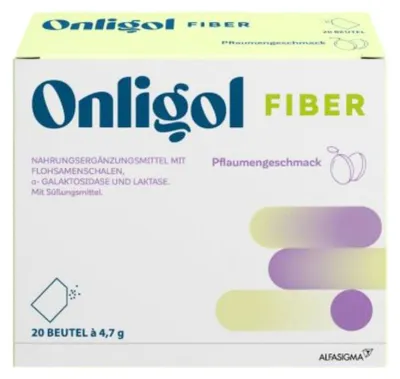 Obrázek produktu pro Onligol Fiber - pro normální trávení a vyváženou stravu s vlákninou, α-galaktosidázou a laktázou - rostlinný a bezlepkový, 20 ks. Sáčky