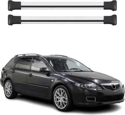Productafbeelding van Draagbalken voor op het dak, geschikt voor Mazda 6 SW (2002-2008), aluminium, grijs