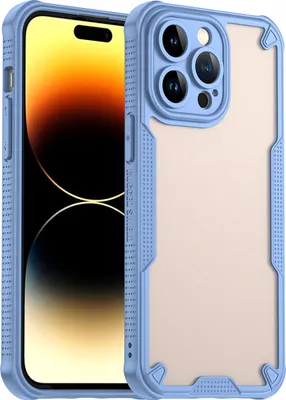 Image de Coque de protection pour iPhone 14 Pro Max, dos mat translucide, coque TPU bleu