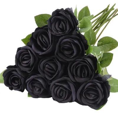 Kunstrosen, schwarz, Seide, 10 Stück, 51 cm
