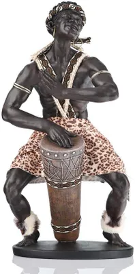 Obrázok produktu pre Súprava afrických sošiek v retro štýle, výška 38 cm, živica, do obývačky, dekorácia na stôl
