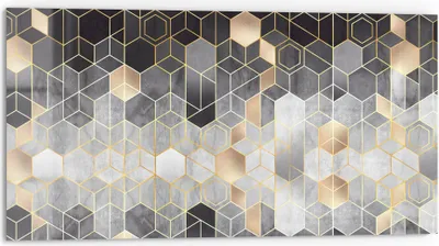 Produktbild von DEQORI Küchenrückwand Glas 80x40 cm 'Kunstvolles Wabenmuster' Spritzschutz Bad Rückwand