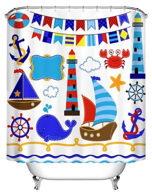 Produktbild von Wasserdichte Duschvorhang – Cartoon-Muster – 150 x 180 cm