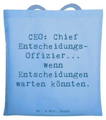 Produktbild von Mr. & Mrs. Panda einkaufsshopper Spruch CEO Entscheidungen - Sky Blue - Geschenk, Unternehmensführung, Uni Tasche, Tote Bag, Laptoptasche, Geschäftsstrategie, Jutebeutel