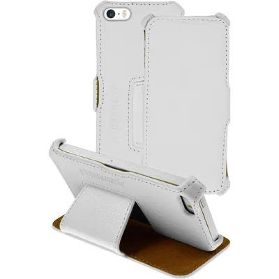 Produktbild von PhoneNatic Echt-Lederhülle kompatibel mit Apple iPhone 5 / 5s / SE - Leder-Case weiß + Glasfolie