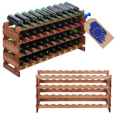 Produktbild von MODO24 Weinregal 40 Flaschen, Modulares Holzregal, Flaschenständer für Wein, Weinschrank, Getränkeregal, Stapelbar, 51x103,2x28 cm, Braun, RW11