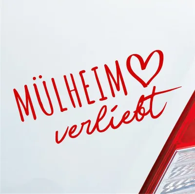 Produktbild von Auto Aufkleber Hellweg Druckerei Mülheim verliebt Herz Stadt Heimat Liebe Car 19x19 cm Rot Sticker Heckscheibenaufkleber