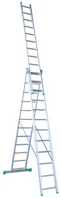 Obrázok produktu pre 3-Prvkový Hliníkový Rebrík 841 Cm 12+12+12 Priečníkov - Dr4212