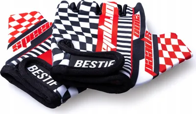 Produktbild von BESTIF Kinder Fahrradhandschuhe für Jungen und Mädchen Fingerlose Radhandschuhe Halbfinger | Klettverschluss | Gel Polsterung (Racing, XXS/XS)