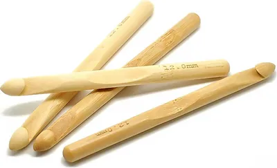 Produktbild von 1 Bambus Häkelnadel 12 mm Häkelhaken Naturmaterial Holz handgelenkfreundlich