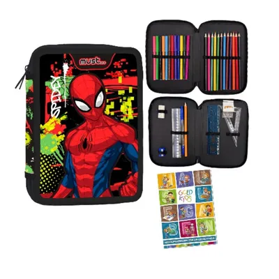Obrázok produktu pre Peračník s 2 priehradkami - peračník pre chlapcov - peračník s 2 priehradkami - plnený školský peračník - Spiderman