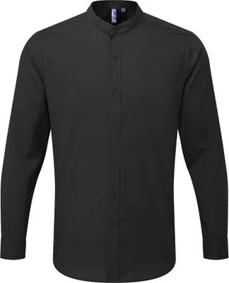 Produktbild von Premier - Formelles Hemd Stehkragen für Herren Langärmlig RW9345 (XXL) (Schwarz)