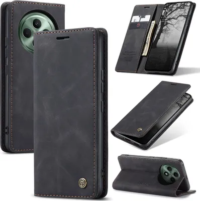 Produktbild von Hülle für Oppo Reno12 F 4G/Reno12 F 5G Retro Kunstledertasche mit Standfunktion Schutzhülle Schwarz