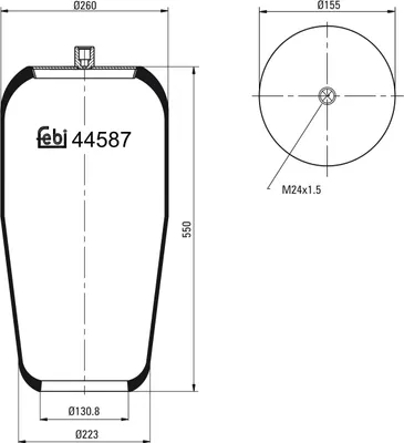 Produktbild von FEBI BILSTEIN Luftfederbalg Federbalg 44587 Vorne Links Vorne Rechts passend für MERCEDES-BENZ ECONIC 460mm 130mm 155mm