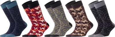 Produktbild von Biggdesign Dogs Herren Socken Set, lustige Herrensocken für jeden Anlass, extrem weich, Baumwolle, Kuschelsocken mit verschiedenen Mustern, Größe 41-46, 5er Pack