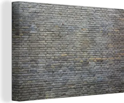Produktbild von OneMillionCanvasses® - Leinwandbilder - 140x90 cm, Wand - Ziegel - Grau, Wandbilder Kunstdruck Wanddekoration