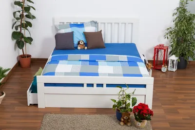 Produktbild von Holzbett Bettgestell Buche 160 x 200 cm Weiß