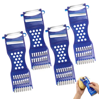 Productafbeelding van Multifunctionele groenteschiller 6-in-1 - Set van 4 stuks - Voor het raspen, snijden en schillen van fruit en groenten