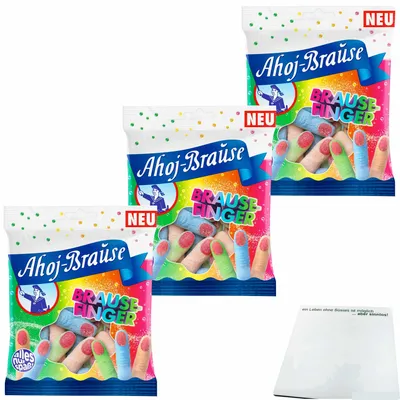 Produktbild von Ahoj-Brause Brause Finger 3er Pack (3x150g Packung) + usy Block
