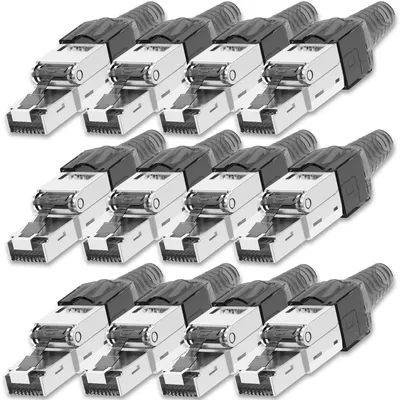 Produktbild von NEXMEX 12x Netzwerkstecker Cat 7 CAT7 RJ45 Stecker Werkzeuglos Metall 10GBit/s