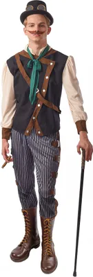 Produktbild von Steampunk-Dandy-Kostüm für Herren Faschingskostüm blau-weiss-braun - S