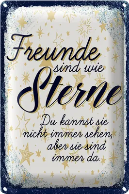 Produktbild von Blechschild Spruch Freunde wie Sterne sind immer da 20x30cm