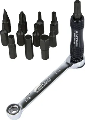 Lezyne Werkzeug Ratchet Kit mit Tasche, schwarz/Nickel