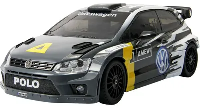 Image de Amewi VW Polo R WRC, voiture de drift RC, échelle 1:28, 4 roues motrices, prête à rouler, couleur grise, référence 21148