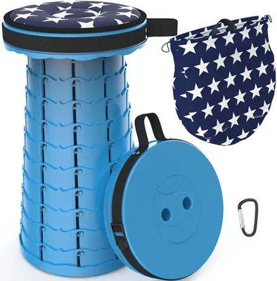 Obrázok produktu pre Uniqoos® Prenosná, skladacia stolička – výškovo nastaviteľná (6,5–45 cm), nosnosť 200 kg, kompaktné rozmery (25 x 25 x 6,5 cm), s protišmykovým profilom a popruhom na prenášanie