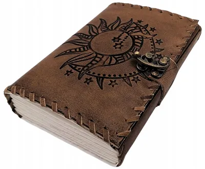 Produktbild von Retro-Notizbuch aus Leder „Sonne und Mond“, 200 Seiten, AH05