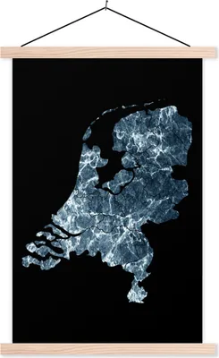 Produktbild von MuchoWow® Textilposter Karte - Niederlande - Marmor 40x60 cm mit holzfarbenen Rahmen - Poster