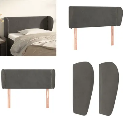 Produktbild von vidaXL Kopfteil mit Ohren Dunkelgrau 103x23x78/88 cm Samt - Kopfteil - Kopfteile - Bett-Kopfteil - Bettkopfteil