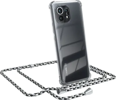 Produktbild von EAZY CASE Handykette kompatibel mit Xiaomi Mi 11 5G, Handyhülle mit Umhängeband, Handykordel, Schutzhülle Clear, Band in Schwarz
