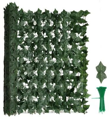 Immagine prodotto di Ikodm Siepe artificiale Siepe frangivista per terrazzo Decorazione da parete Decorazione da parete Verde scuro 300 x 100 cm