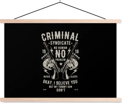 Produktbild von MuchoWow® Textilposter Mancave - Waffen - Verbrechen - Vintage 60x40 cm mit holzfarbenen Rahmen - Bilder