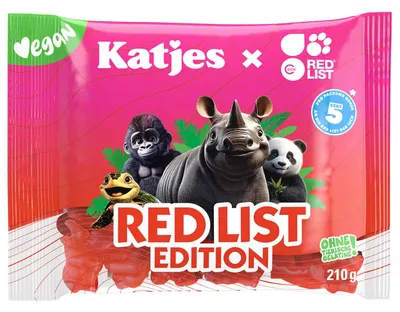 Zdjęcie produktu dla Katjes Red List Edition – wegańskie żelki owocowe, opakowanie 210 g